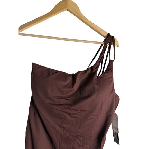 La Blanca Island Goddess Java Brown Strappy One Shoulder One Piece Swimsuit 14 - Picture 10 of 10
